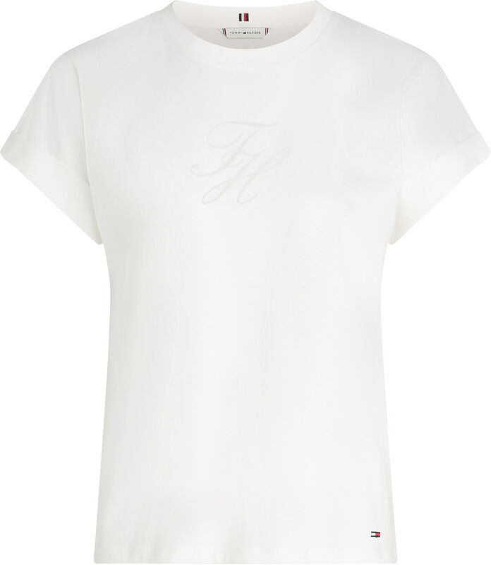 FLORAL SCRIPT MDRN C-NK SS TEE Kadın Beyaz T-Shirt - WW0WW47157