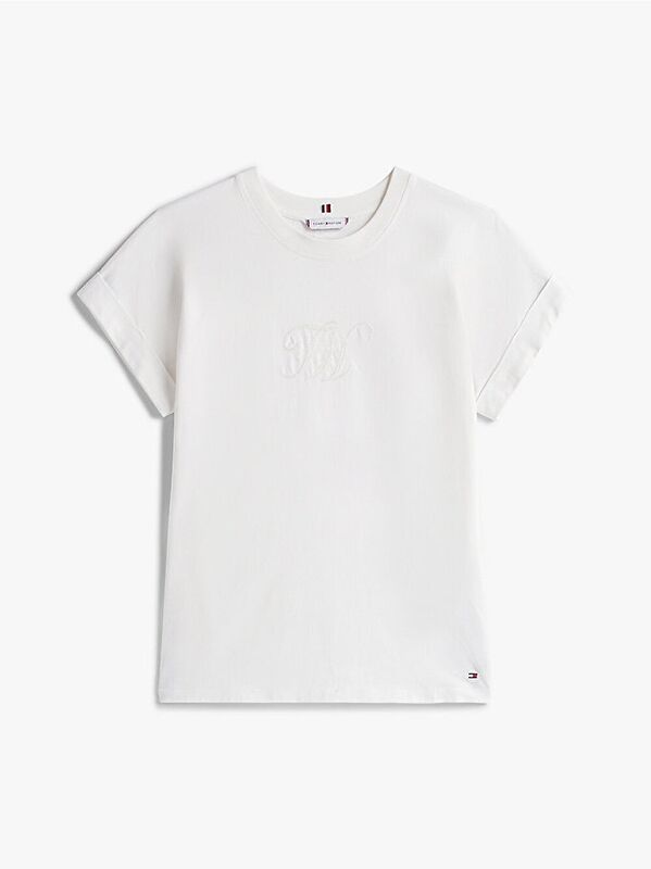 FLORAL SCRIPT MDRN C-NK SS TEE Kadın Beyaz T-Shirt - WW0WW47157