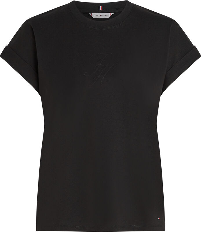 Tommy Hilfiger - FLORAL SCRIPT MDRN C-NK SS TEE Kadın Siyah T-Shirt - WW0WW47157