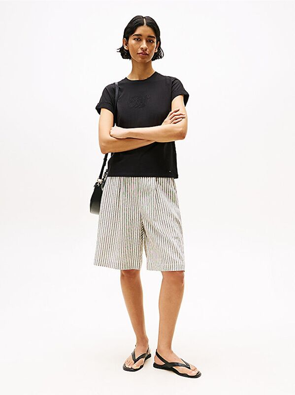 FLORAL SCRIPT MDRN C-NK SS TEE Kadın Siyah T-Shirt - WW0WW47157