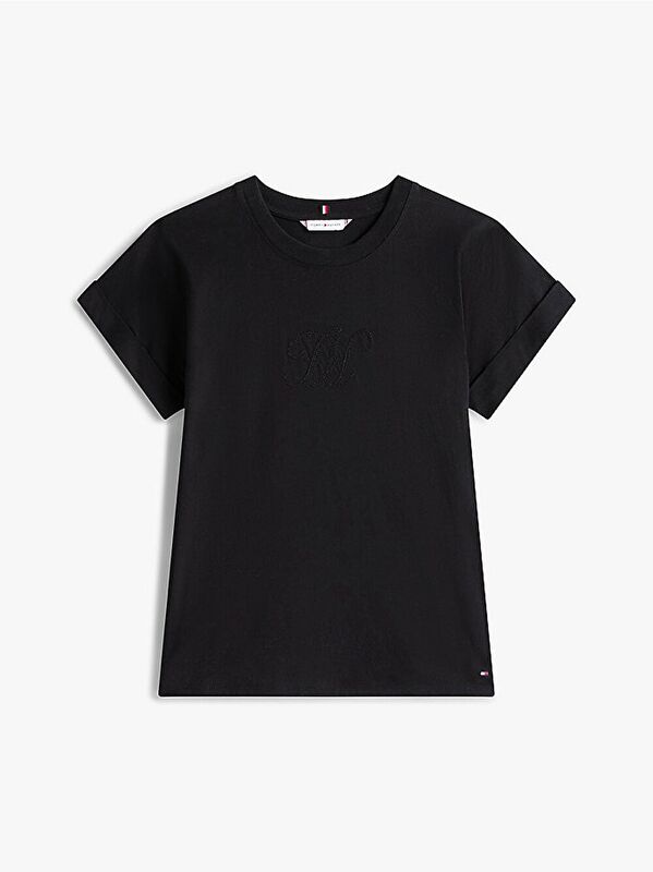 FLORAL SCRIPT MDRN C-NK SS TEE Kadın Siyah T-Shirt - WW0WW47157