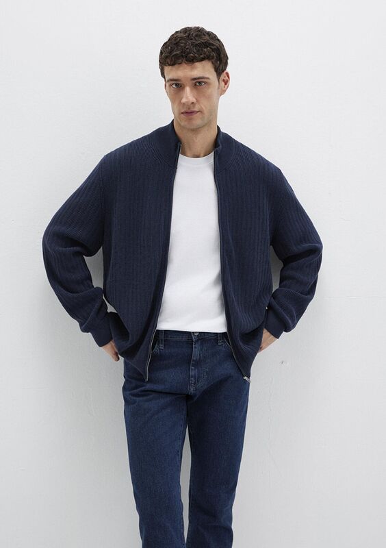 FULL ZIP HIRKA Erkek Koyu Mavi Hırka - M0710326