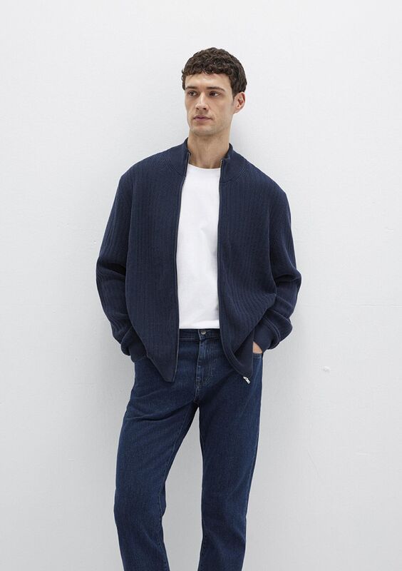 Mavi - FULL ZIP HIRKA Erkek Koyu Mavi Hırka - M0710326