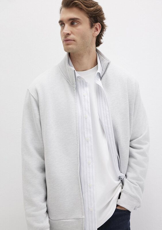 Mavi - FULL ZIP SWEATSHIRT Erkek Beyaz Sweatshirt - M0S10377