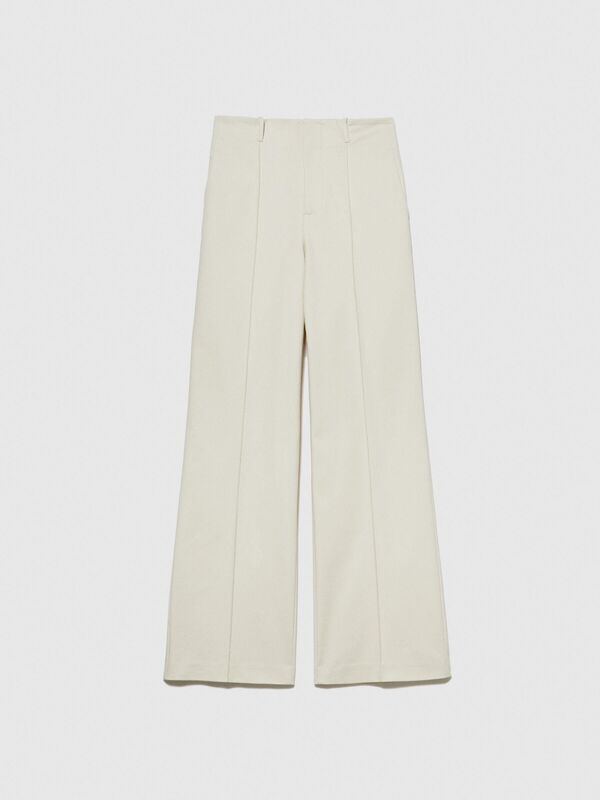 Geniş Paça Yüksek Belli Saten Pantolon Kadın Bej Pantolon - 323A4ZY7LF03L