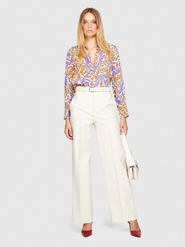 Geniş Paça Yüksek Belli Saten Pantolon Kadın Bej Pantolon - 323A4ZY7LF03L