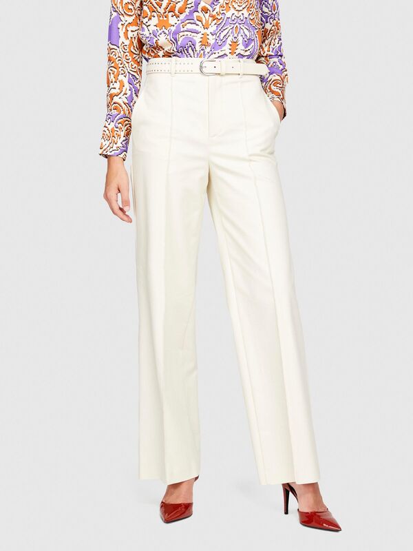 Geniş Paça Yüksek Belli Saten Pantolon Kadın Bej Pantolon - 323A4ZY7LF03L