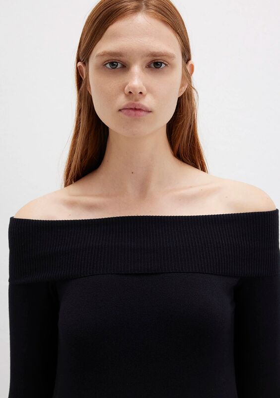 GENİŞ YAKA KAZAK Kadın Siyah Kazak - M1710391