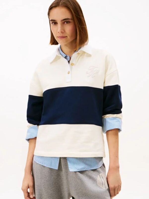 Tommy Hilfiger - GOLD BTN RUGBY TERRY SWTSRT Kadın Bej Sweatshirt - WW0WW49519