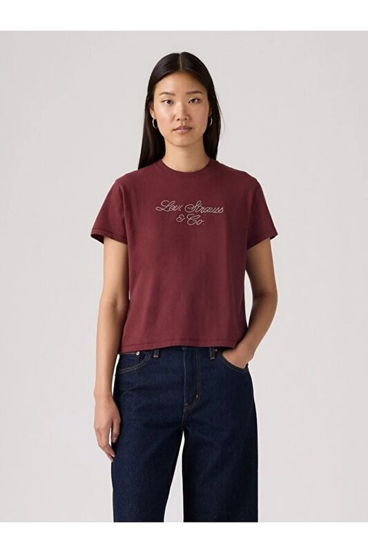 Levi's - GRAPHIC CLASSIC TEE LEVI'S SCRIPT TAWNY Kadın Kırmızı T-Shirt - A2226