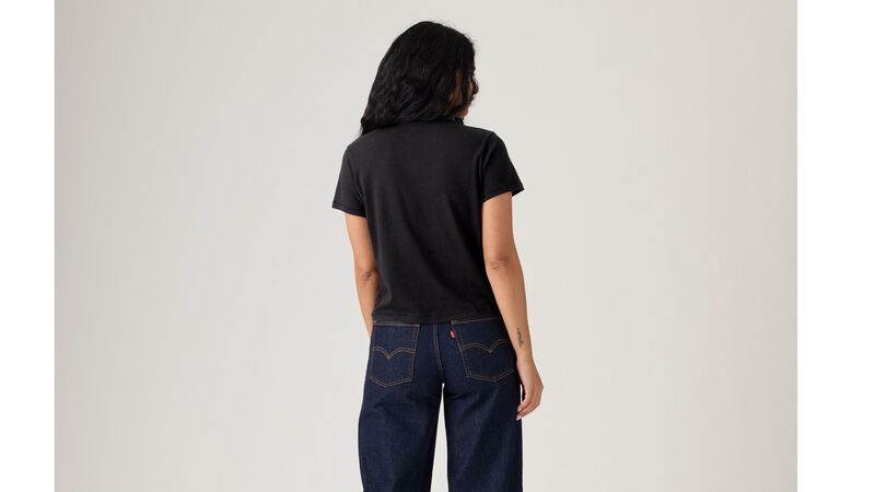 GRAPHIC CLASSIC TEE RHINESTONE SCRIPT TE Kadın Siyah T-Shirt - A2226