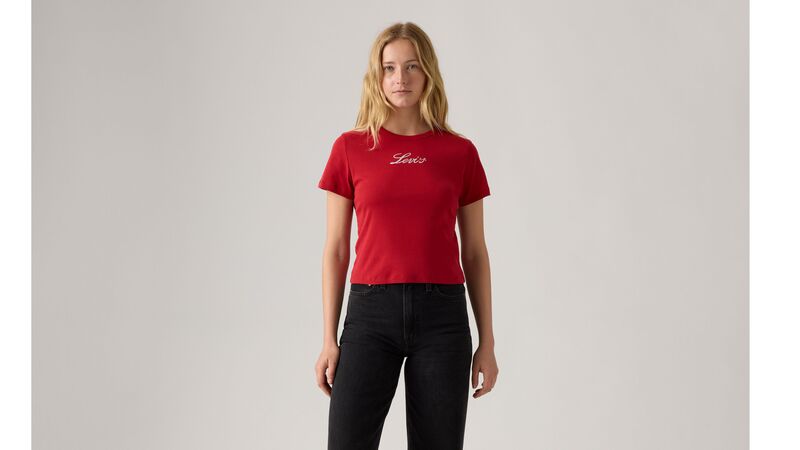 Levi's - GRAPHIC RICKIE TEE LEVI'S SCRIPT Kadın Kırmızı T-Shirt - 17944