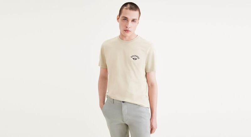 Dockers - GRAPHIC TEE FAN LOGO GRAPHIC TEE SAHARA Erkek Bej T-Shirt - A1103