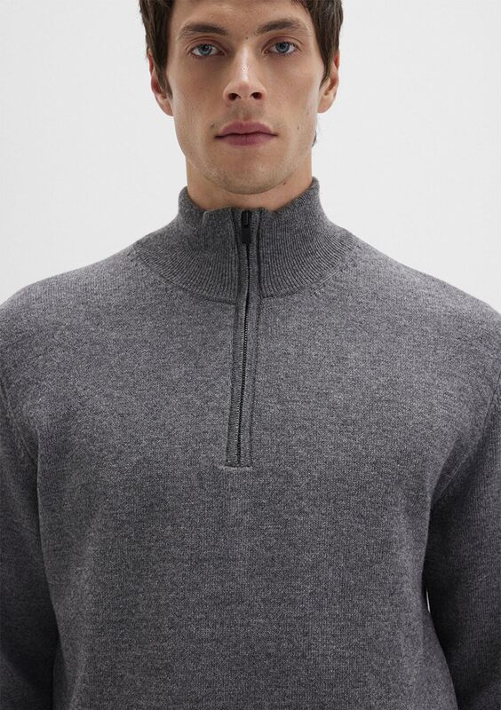 HALF ZIP KAZAK Erkek Gri Kazak - M0710371