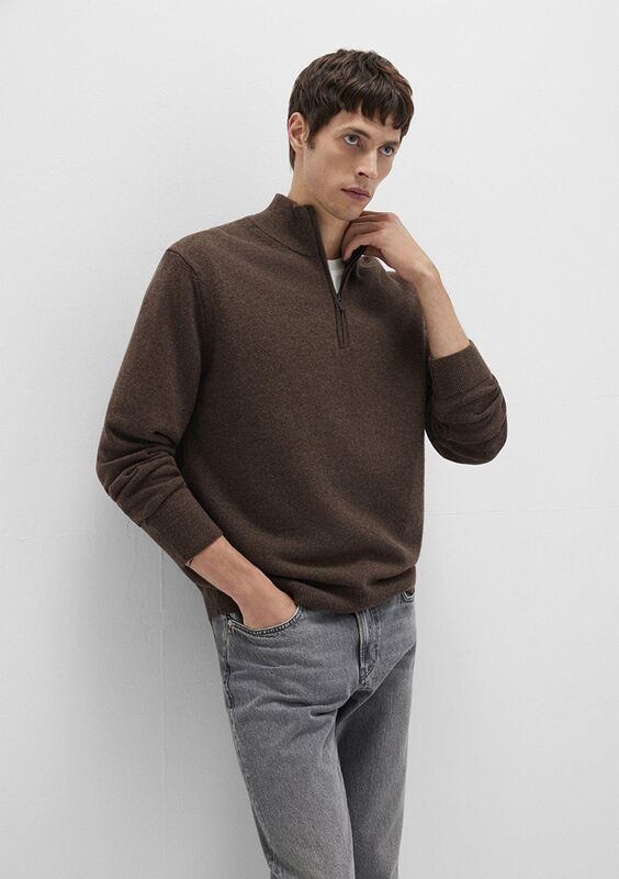 Mavi - HALF ZIP KAZAK Erkek Kahverengi Kazak - M0710371