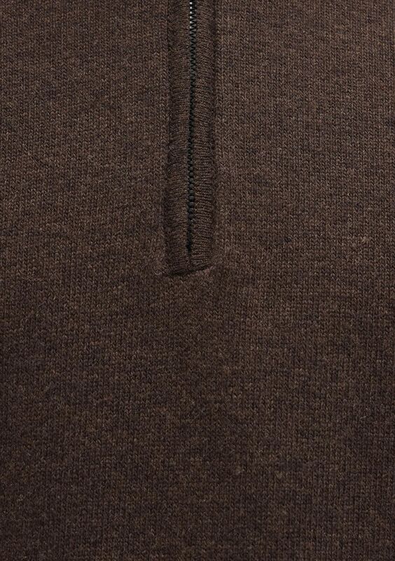 HALF ZIP KAZAK Erkek Kahverengi Kazak - M0710371