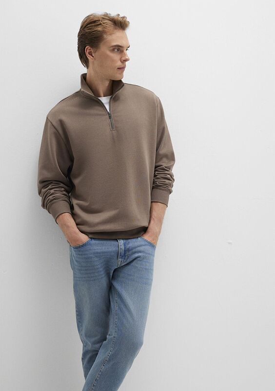 HALF ZIP SWEATSHIRT Erkek Kahverengi Sweatshirt - M0S10419