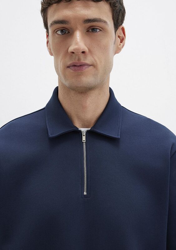 HALF ZIP SWEATSHIRT Erkek Mavi Sweatshirt - M0S10382