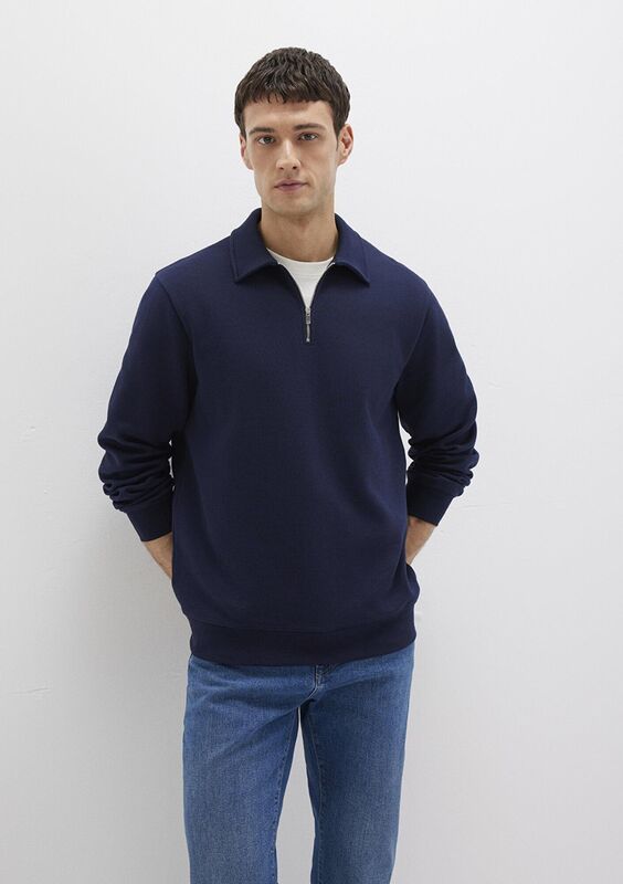 HALF ZIP SWEATSHIRT Erkek Mavi Sweatshirt - M0S10414