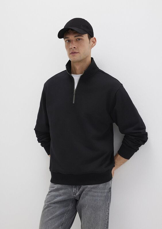 Mavi - HALF ZIP SWEATSHIRT Erkek Siyah Sweatshirt - M0S10419