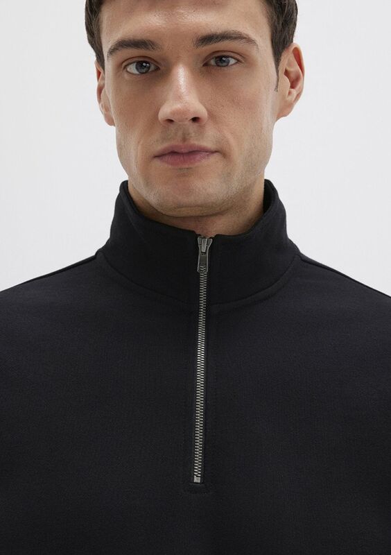HALF ZIP SWEATSHIRT Erkek Siyah Sweatshirt - M0S10419