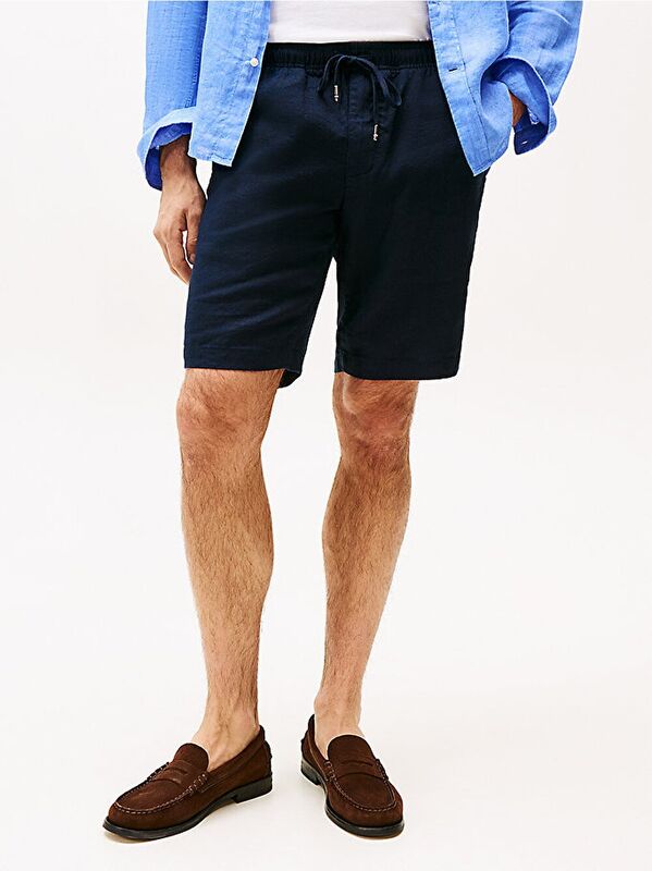 Tommy Hilfiger - HARLEM PO LINEN SHORT Erkek Mavi Şort - MW0MW37804