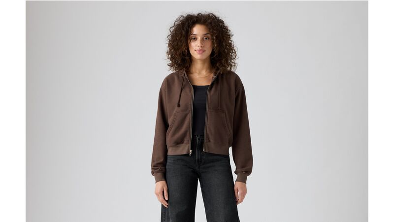 Levi's - HERITAGE FULL ZIP HOODIE Kadın Kahverengi Sweatshirt - 001JR