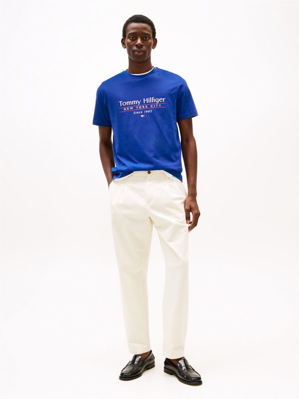 HILFIGER CENTER STACK TEE Erkek Mavi T-Shirt - MW0MW38621