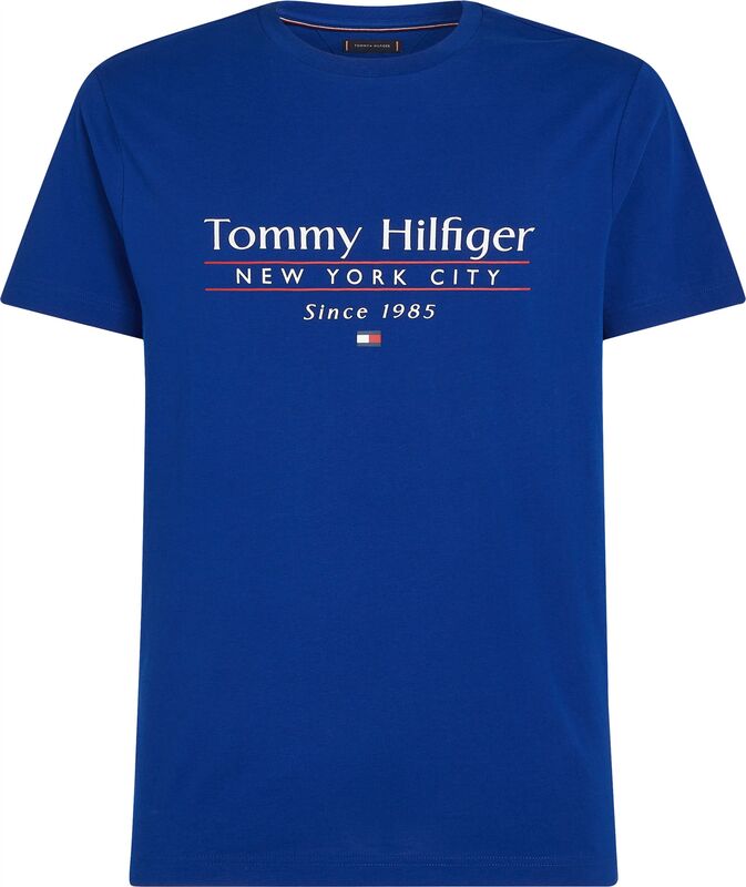 HILFIGER CENTER STACK TEE Erkek Mavi T-Shirt - MW0MW38621