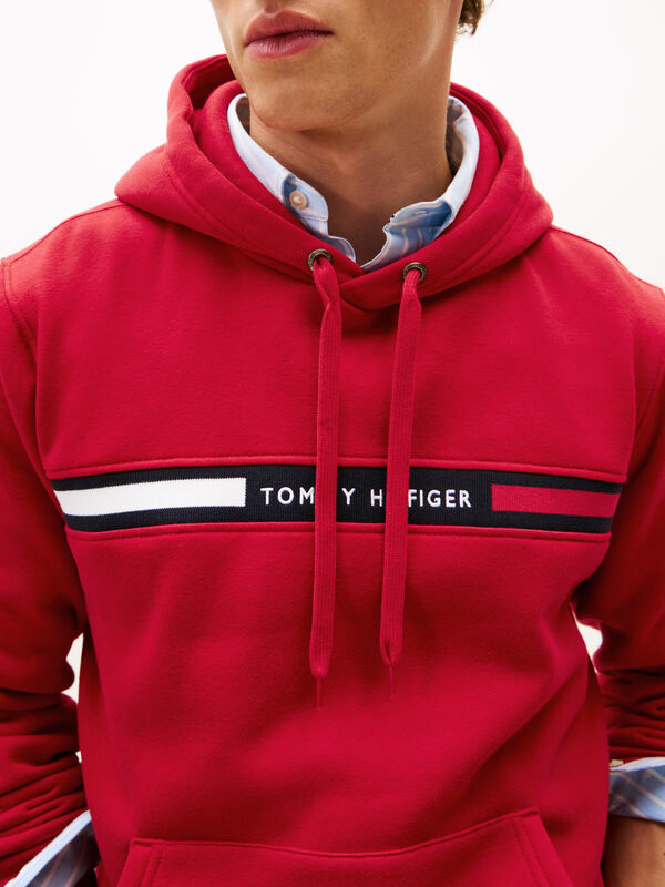 HILFIGER CHEST INSERT HOODY Erkek Kırmızı Sweatshirt - MW0MW37361