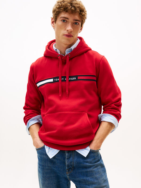 HILFIGER CHEST INSERT HOODY Erkek Kırmızı Sweatshirt - MW0MW37361