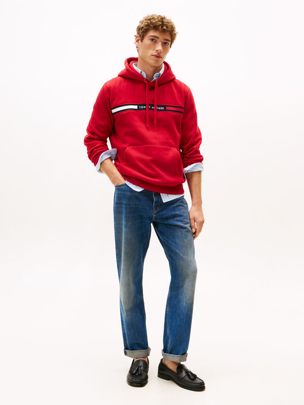 HILFIGER CHEST INSERT HOODY Erkek Kırmızı Sweatshirt - MW0MW37361