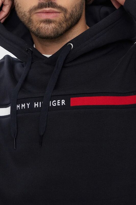 HILFIGER CHEST INSERT HOODY Erkek Mavi Kazak - MW0MW37361