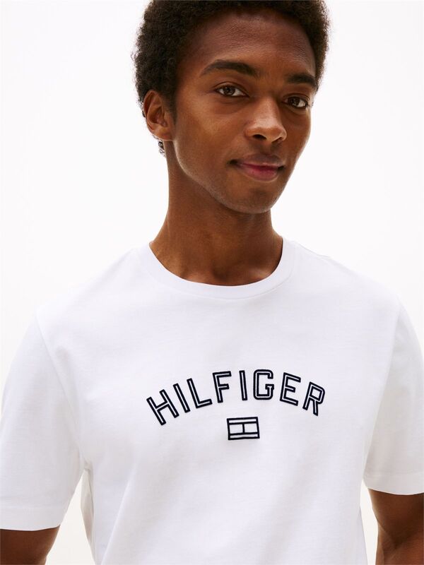 HILFIGER FLOCK TEE Erkek Beyaz T-Shirt - MW0MW39357