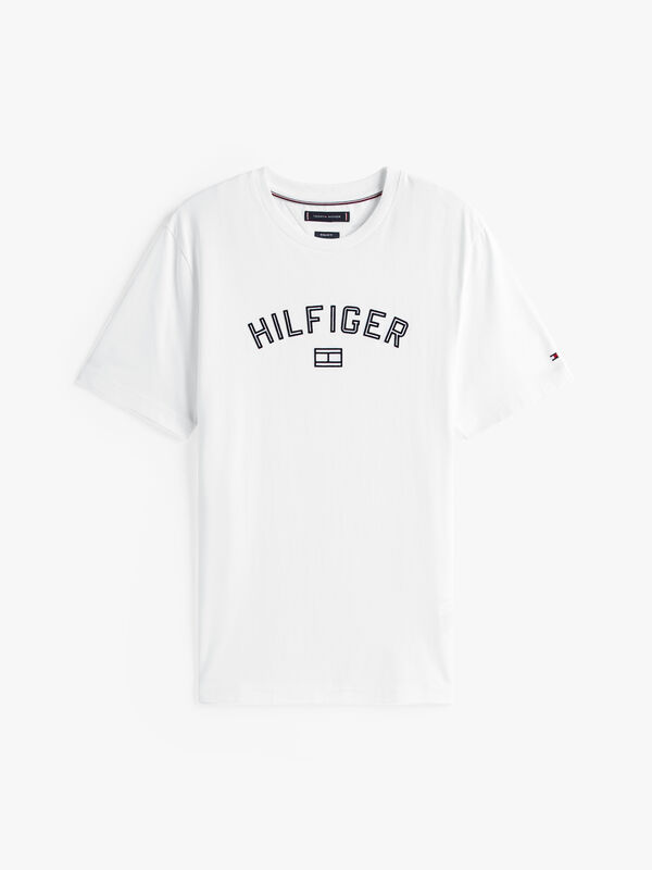 HILFIGER FLOCK TEE Erkek Beyaz T-Shirt - MW0MW39357