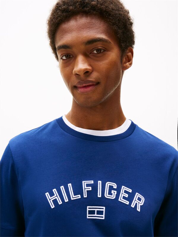 HILFIGER FLOCK TEE Erkek Mavi T-Shirt - MW0MW39357