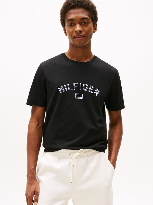 HILFIGER FLOCK TEE Erkek Siyah T-Shirt - MW0MW39357