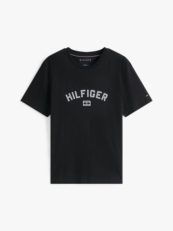 HILFIGER FLOCK TEE Erkek Siyah T-Shirt - MW0MW39357