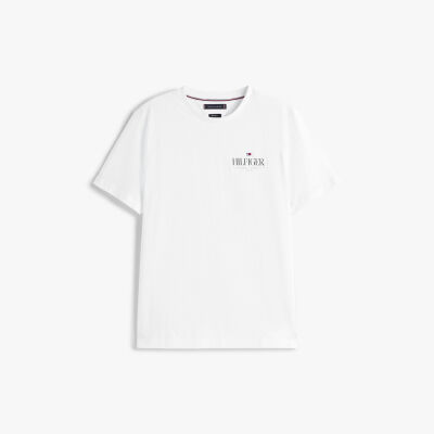 HILFIGER STACK TEE Erkek Beyaz T-Shirt - MW0MW39355