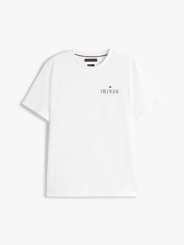 Tommy Hilfiger - HILFIGER STACK TEE Erkek Beyaz T-Shirt - MW0MW39355