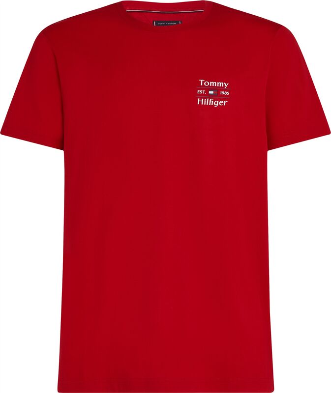 Tommy Hilfiger - HILFIGER STACK TEE Erkek Kırmızı T-Shirt - MW0MW38622