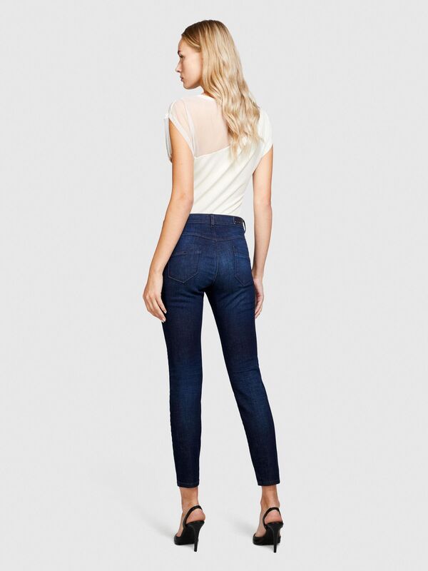 Ibiza Slim Fit Yüksel Bel Denim Pantolon Kadın Haki Mix T-Shirt - 323A4RR3575V7