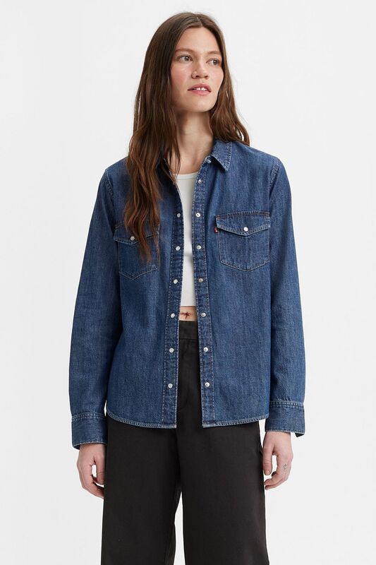 Levi's - ICONIC WESTERN OLD 517 BLUE 2 Kadın Mavi UK Gömlek - 16786