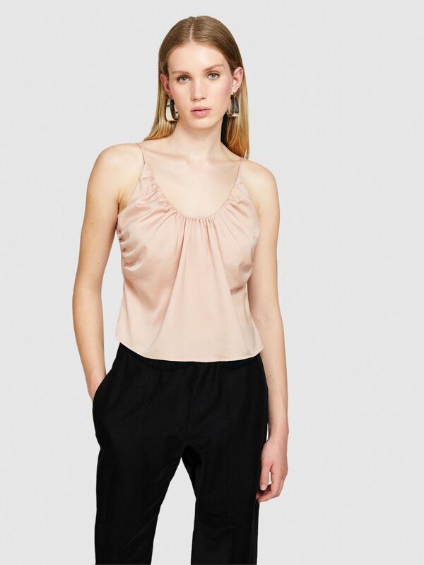 İnce Askılı Derin Büzgü Yakalı Üst Kadın 04W Bluz - 324P51MGLH016