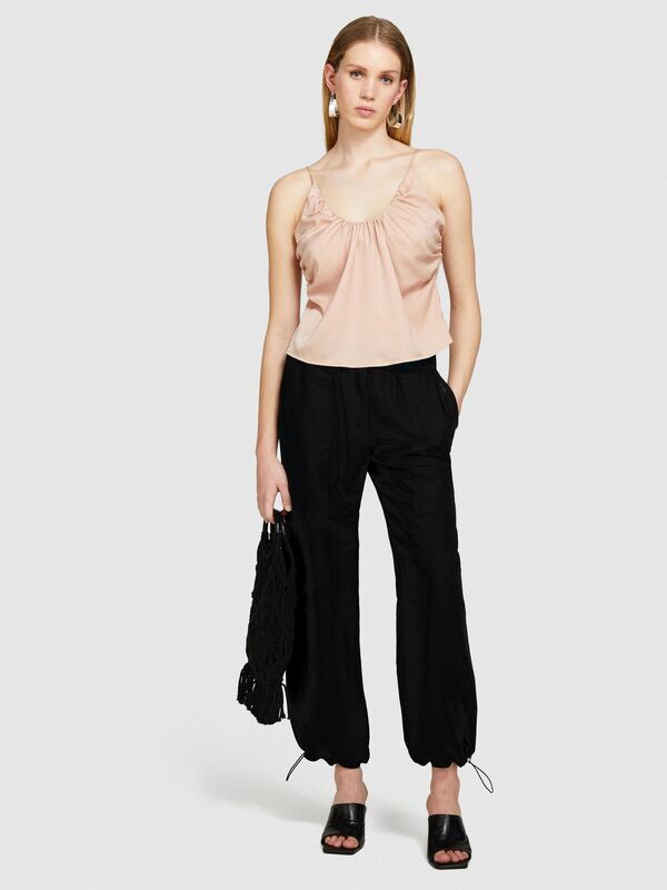 İnce Askılı Derin Büzgü Yakalı Üst Kadın 04W Bluz - 324P51MGLH016