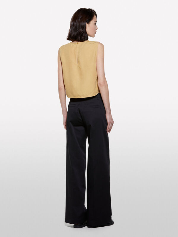 İşlemeli Astarlı Bisiklet Yaka Kolsuz Üst Kadın Mavi Bluz - 325P5HZELH01L