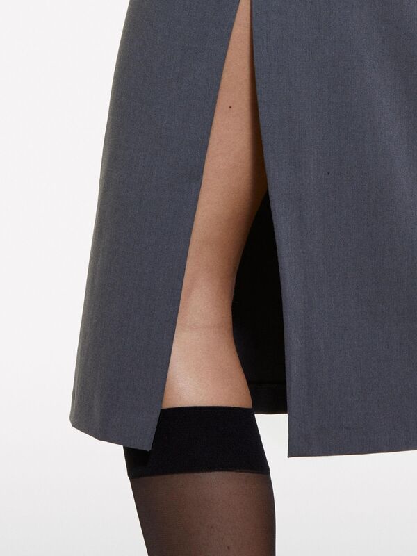 İşlemeli Tül Detaylı Yanı Yırtmaçlı Gizli Fermuarlı Elbise Kadın 80D Elbise - 324A47FYLV067