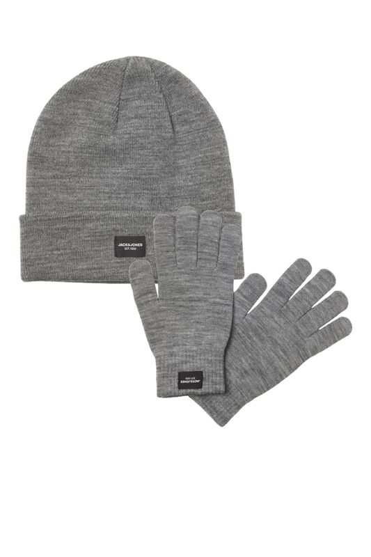 Jack & Jones - JACBEANIE & GLOVE KNIT GIFTBOX Erkek Gri Hediye Seti - 12168383