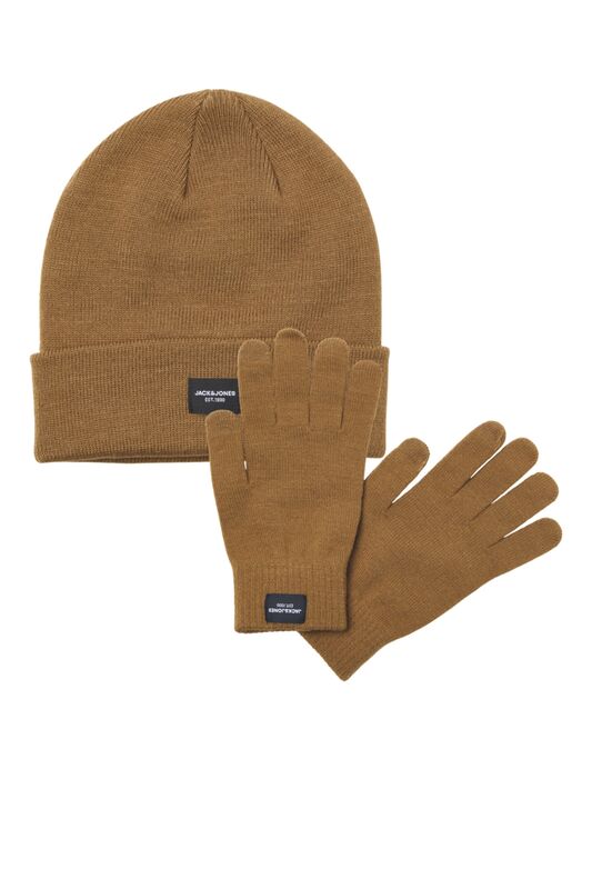 Jack & Jones - JACBEANIE & GLOVE KNIT GIFTBOX Erkek Kahverengi Hediye Seti - 12168383