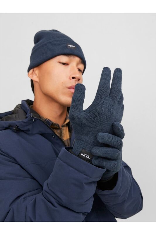 JACBEANIE & GLOVE KNIT GIFTBOX Erkek Lacivert Hediye Seti - 12168383